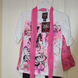 NWT Girls Shirt with Skirt/Leggings, size S
